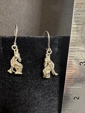 Howling Wolf Dangle Earrings - Sterling Silver
